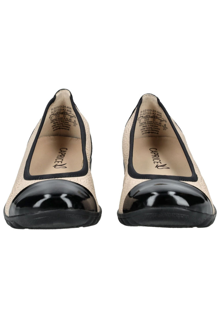 Caprice Ballerinas Leder Beige/Schwarz - surf4shoes