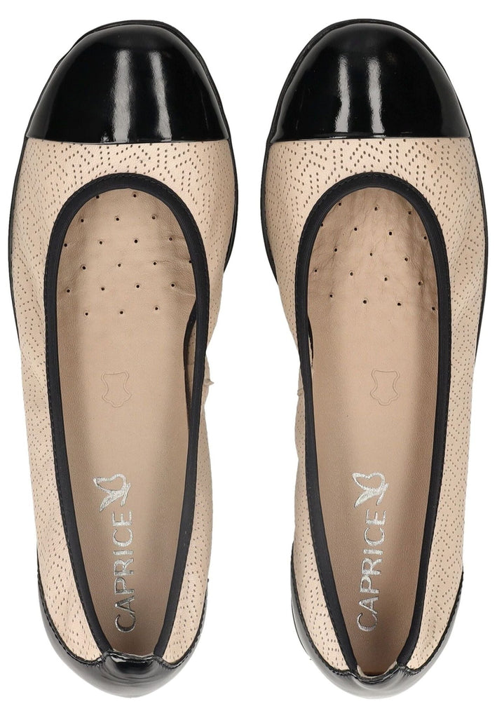 Caprice Ballerinas Leder Beige/Schwarz - surf4shoes
