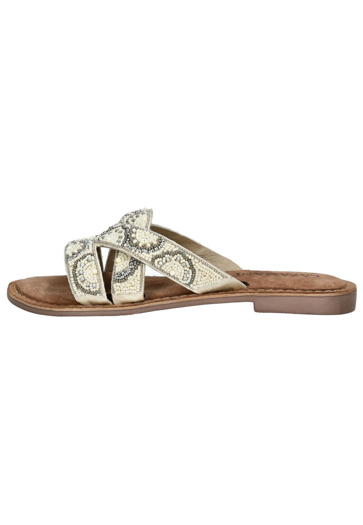 Lazamani Pantoletten Leder Beige - surf4shoes