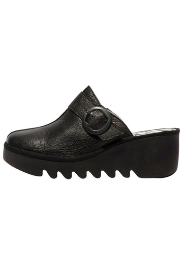 FLY London Pantoletten Leder Schwarz - surf4shoes