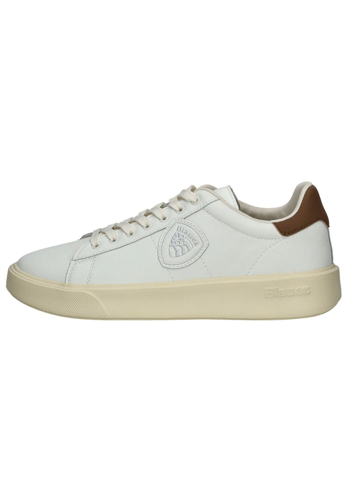 Blauer Sneaker Leder Weiß/Braun - surf4shoes