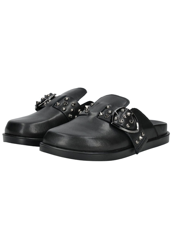 Blauer Pantoletten Leder Schwarz - surf4shoes