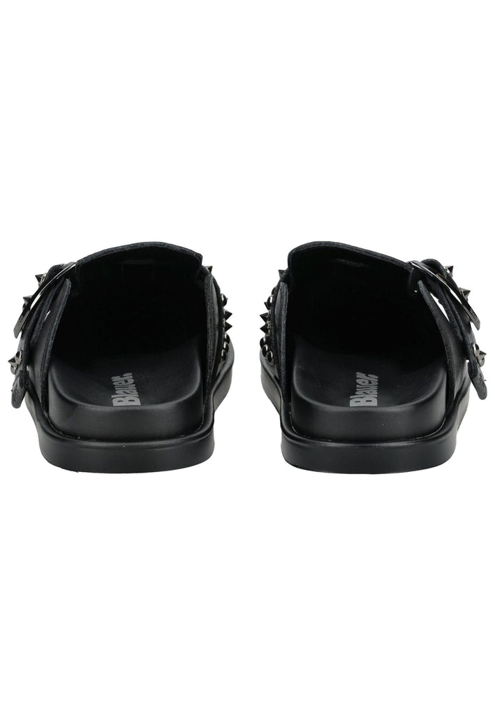 Blauer Pantoletten Leder Schwarz - surf4shoes