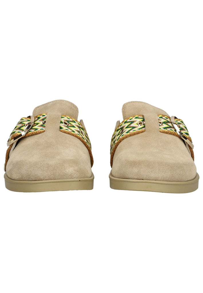 Blauer Pantoletten Veloursleder Beige - surf4shoes