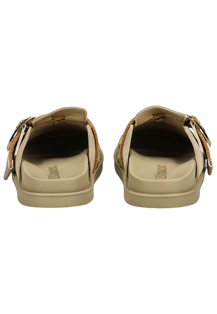 Blauer Pantoletten Veloursleder Beige - surf4shoes