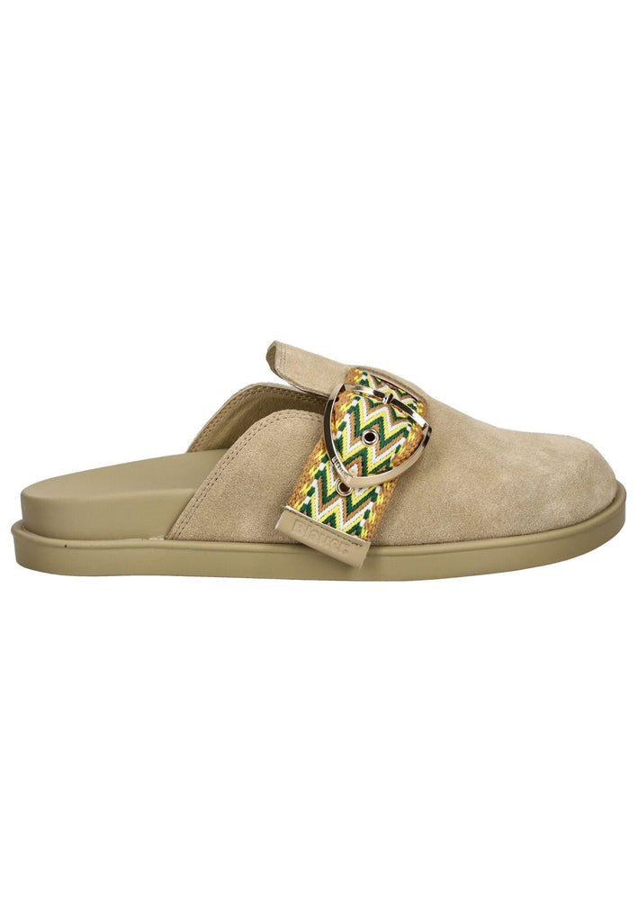 Blauer Pantoletten Veloursleder Beige - surf4shoes