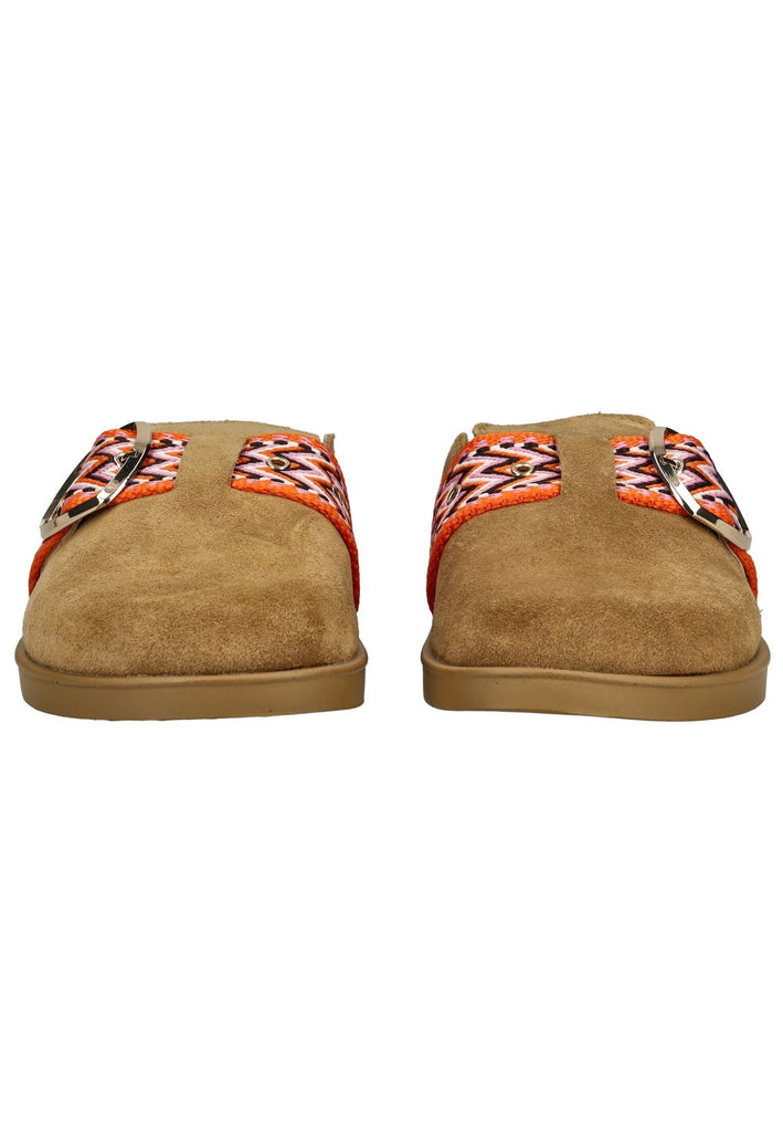 Blauer Pantoletten Veloursleder Cognac - surf4shoes