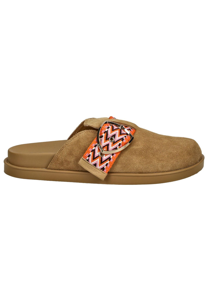 Blauer Pantoletten Veloursleder Cognac - surf4shoes