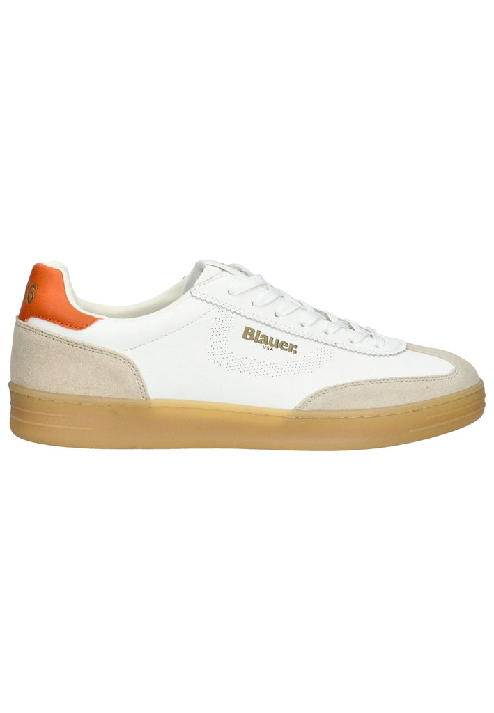 Blauer Sneaker Leder Weiß/Orange - surf4shoes