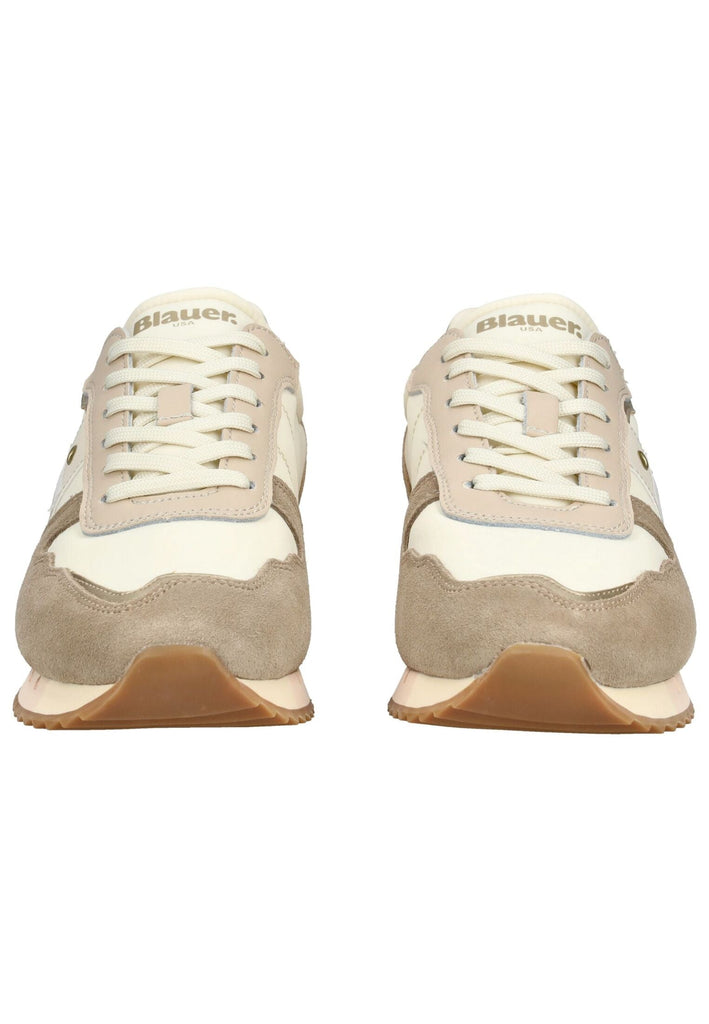 Blauer Sneaker Leder/Textil Creme - surf4shoes