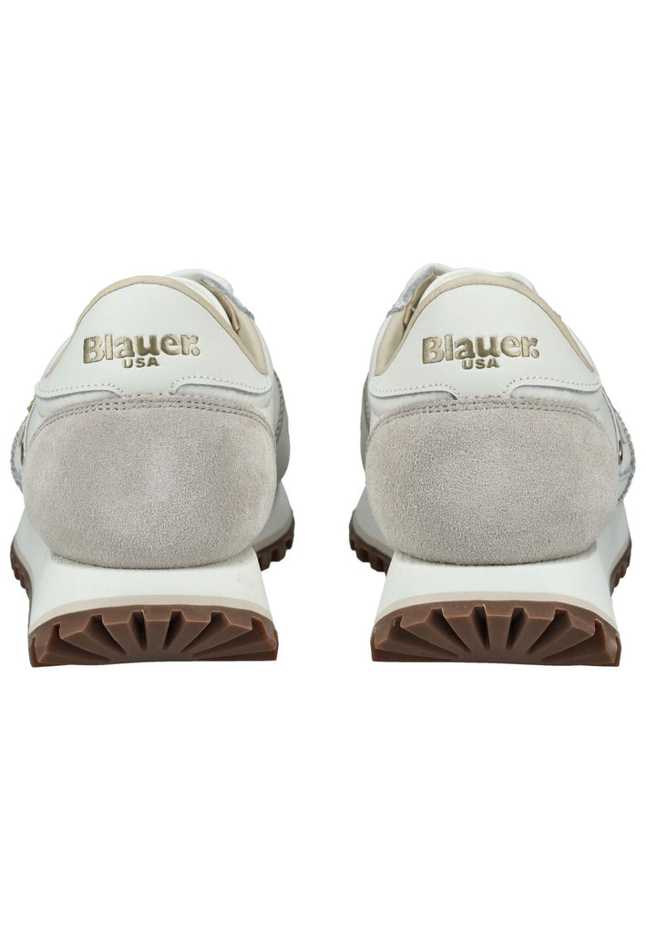 Blauer Sneaker Leder/Textil Weiß - surf4shoes