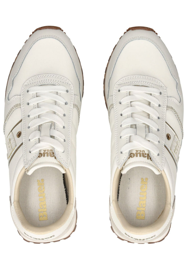 Blauer Sneaker Leder/Textil Weiß - surf4shoes