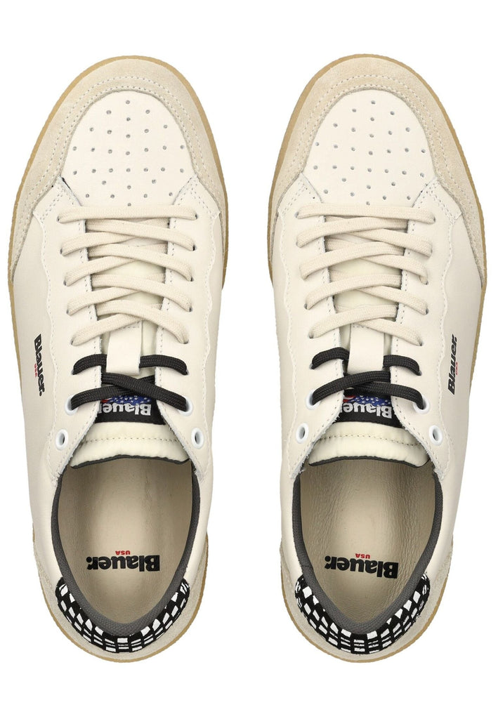 Blauer Sneaker Leder Weiß/Schwarz - surf4shoes