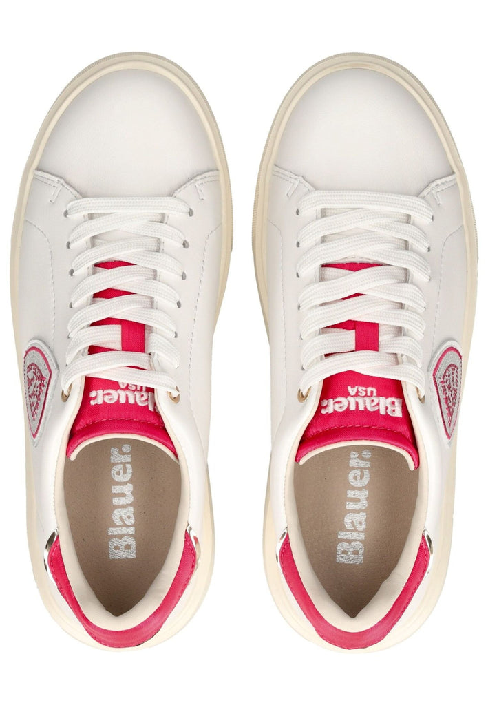 Blauer Sneaker Leder Weiß/Pink - surf4shoes