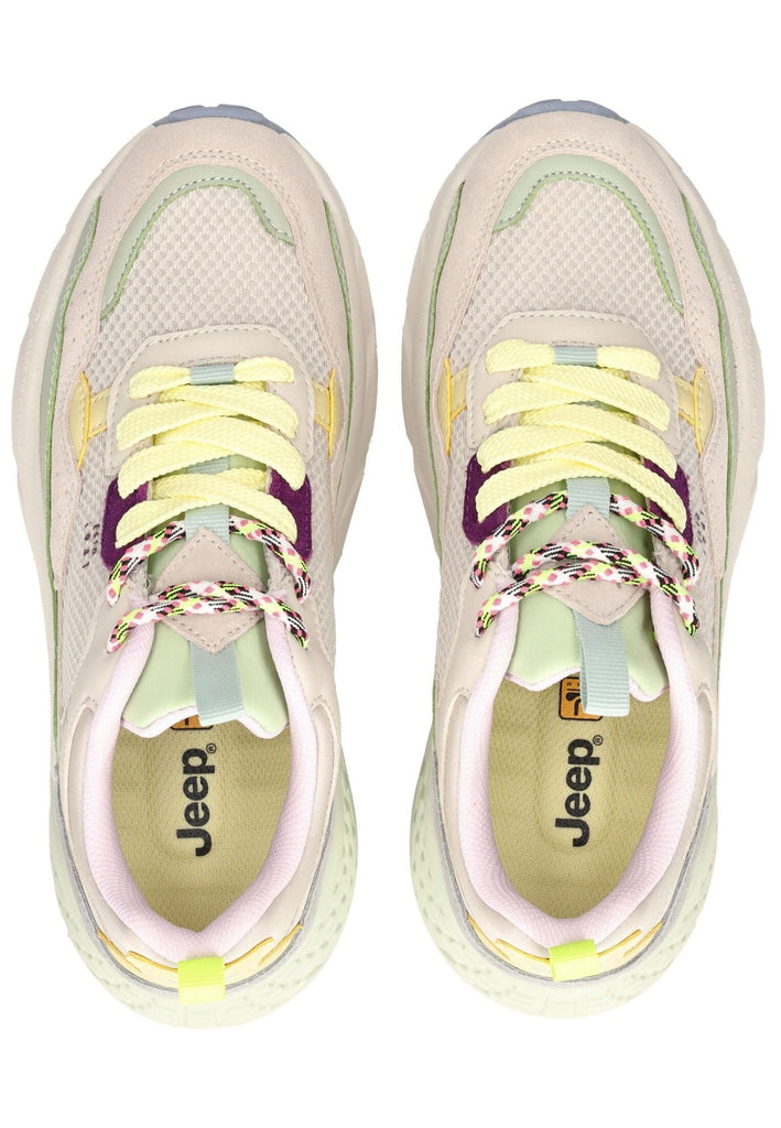 JEEP Sneaker Lederimitat/Textil Beige/Grün - surf4shoes