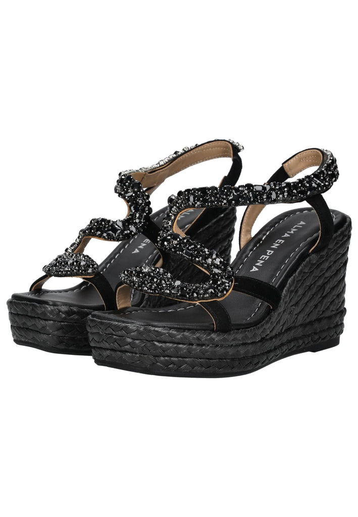 ALMA EN PENA Sandalen Leder/Textil Schwarz