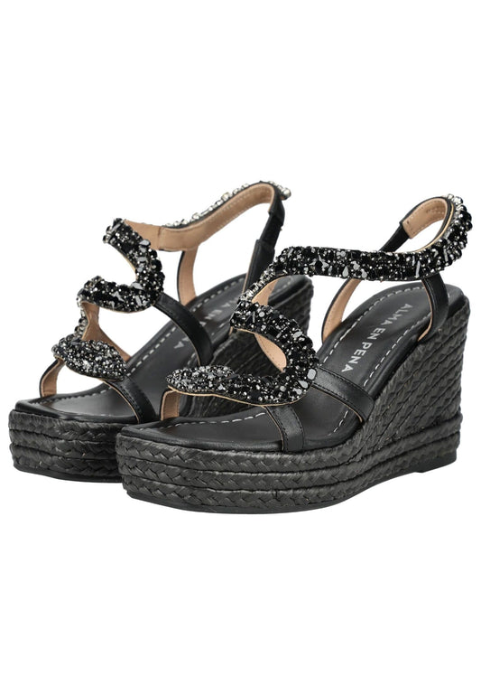 ALMA EN PENA Sandalen Leder/Textil Schwarz