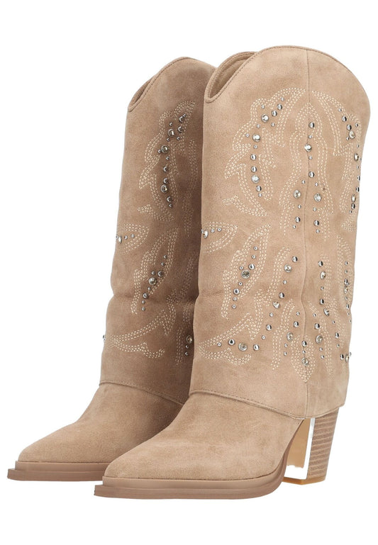 ALMA EN PENA Stiefel Veloursleder Beige