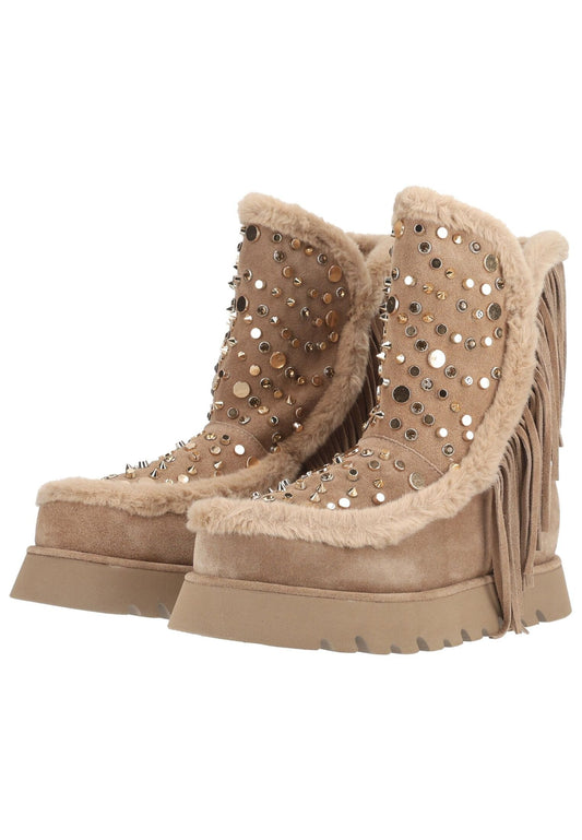 ALMA EN PENA Stiefelette Leder Beige Warmfutter