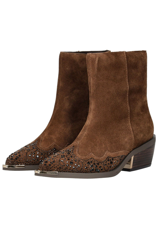 ALMA EN PENA Stiefelette Veloursleder Camel