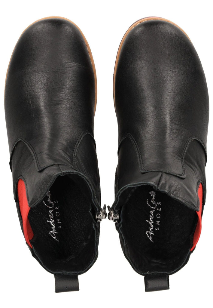 Andrea Conti Stiefelette Leder/Textil Schwarz/Rot Warmfutter