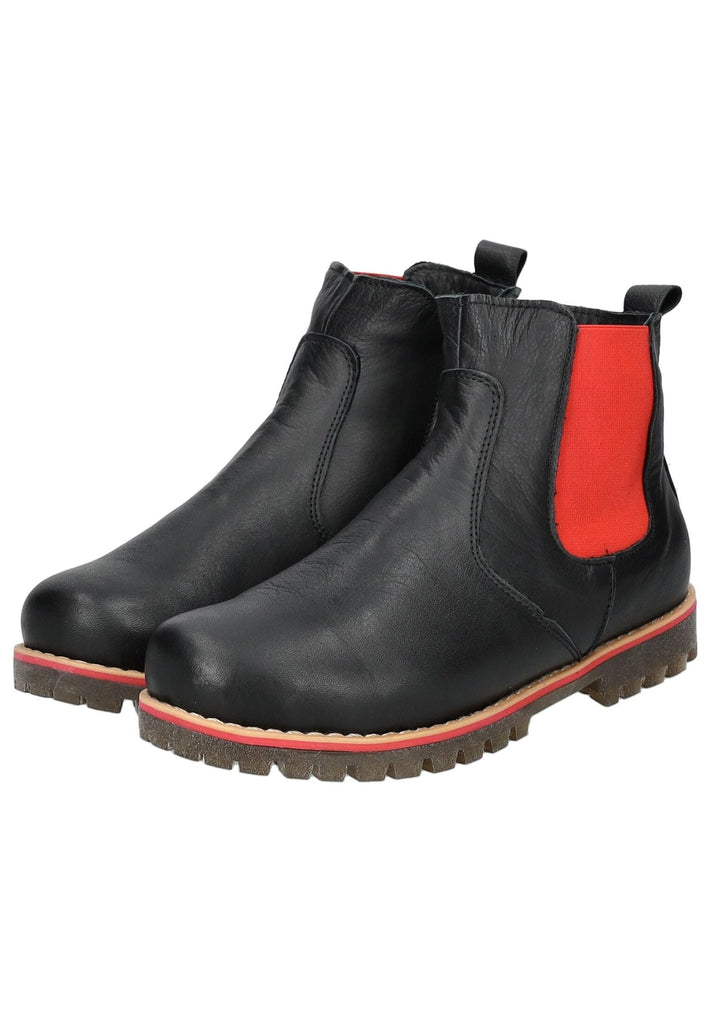 Andrea Conti Stiefelette Leder/Textil Schwarz/Rot Warmfutter