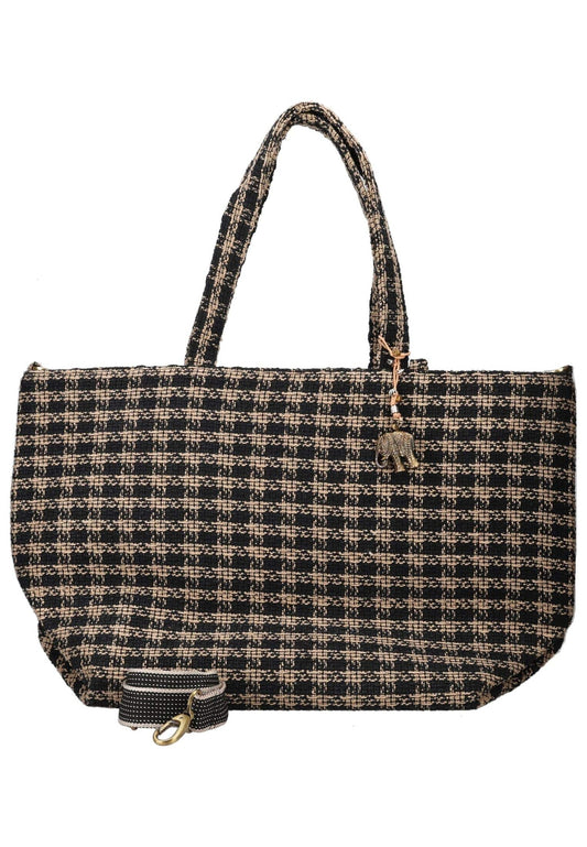 ANOKHI Taschen Baumwolle Schwarz/Beige