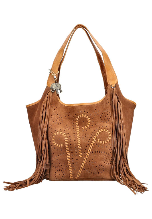 ANOKHI Taschen Veloursleder Tan