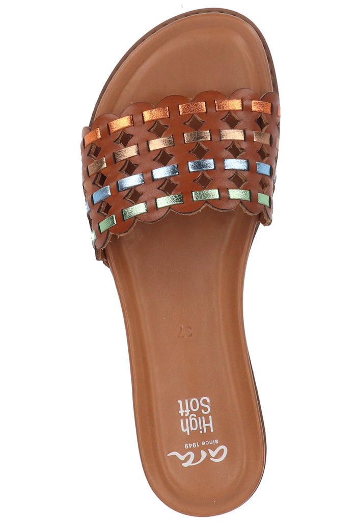 ara Pantoletten Glattleder Cognac