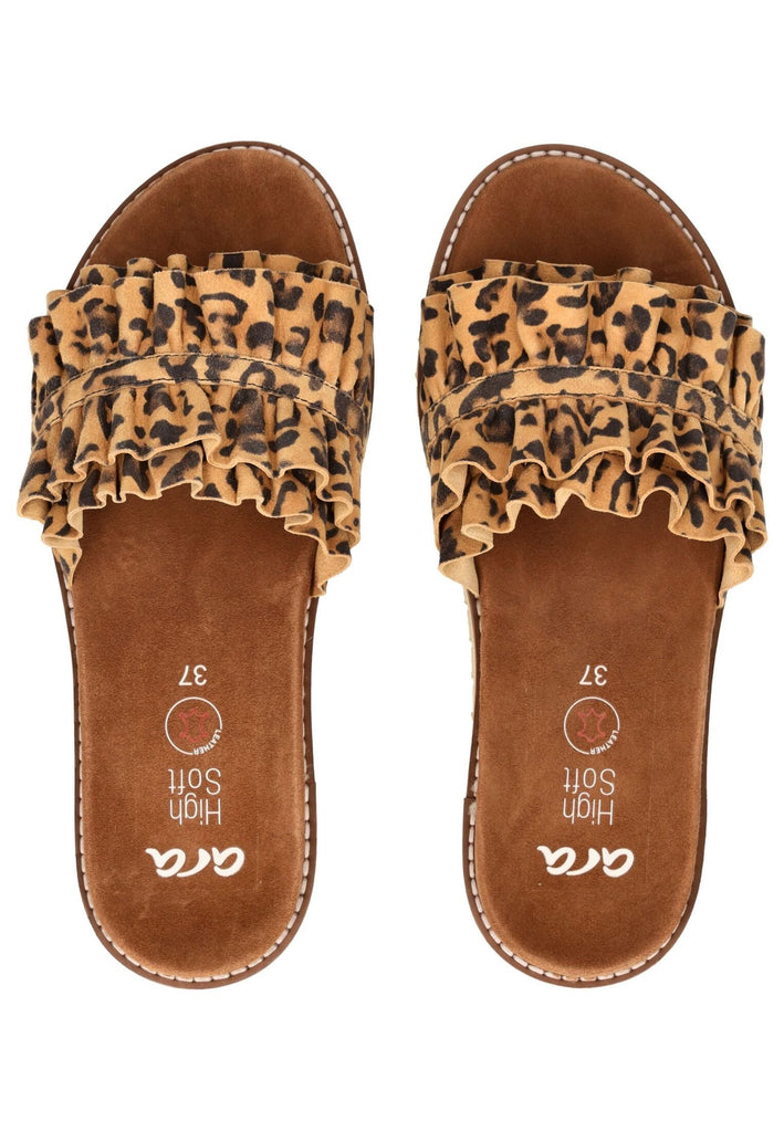 ara Pantoletten Lederimitat Beige/Braun