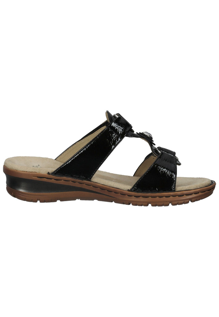 ara Pantoletten Lederimitat Schwarz