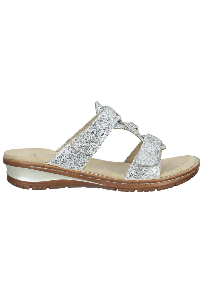 ara Pantoletten Lederimitat Silber