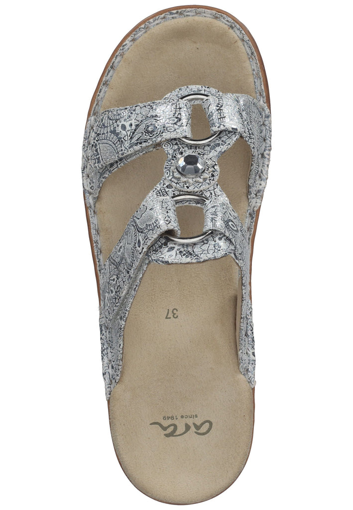 ara Pantoletten Lederimitat Silber