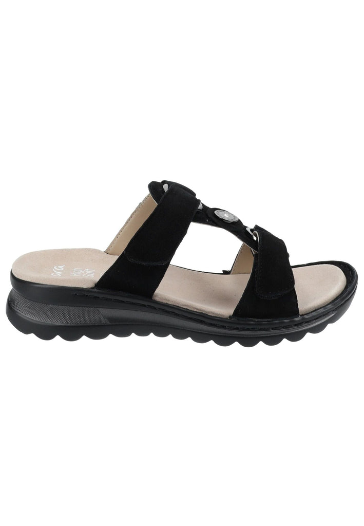 ara Pantoletten Veloursleder Schwarz