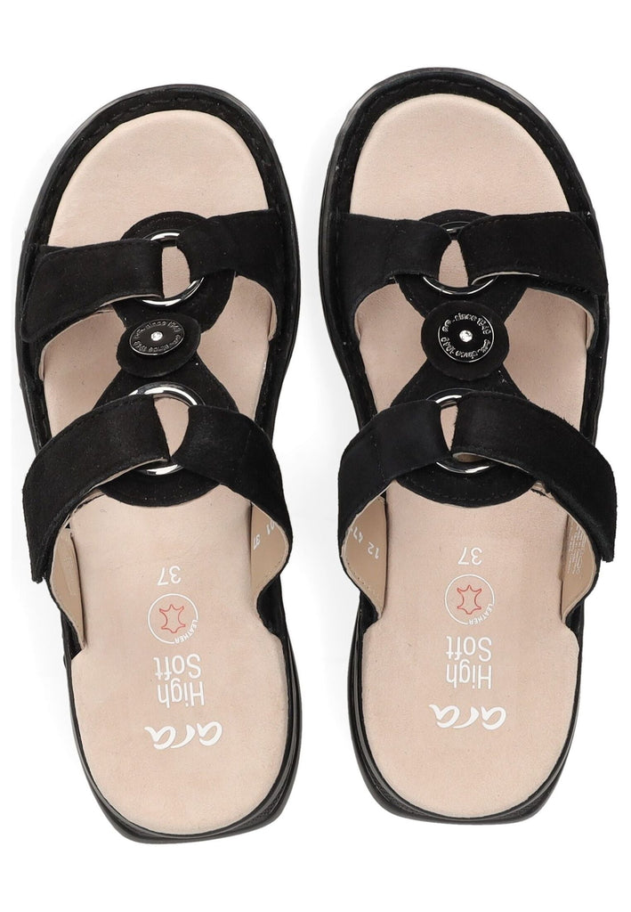 ara Pantoletten Veloursleder Schwarz