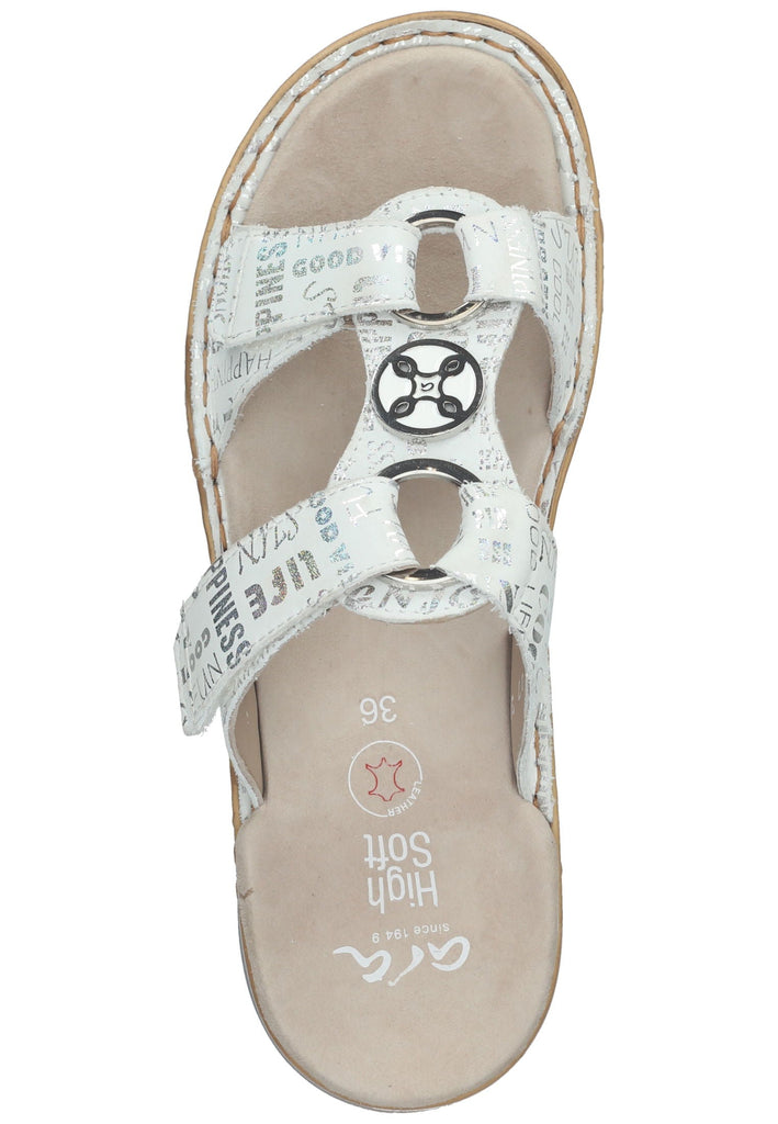 ara Pantoletten Veloursleder Weiß/Silber