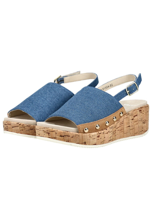 ara Sandalen Leder/Textil Blau/Braun