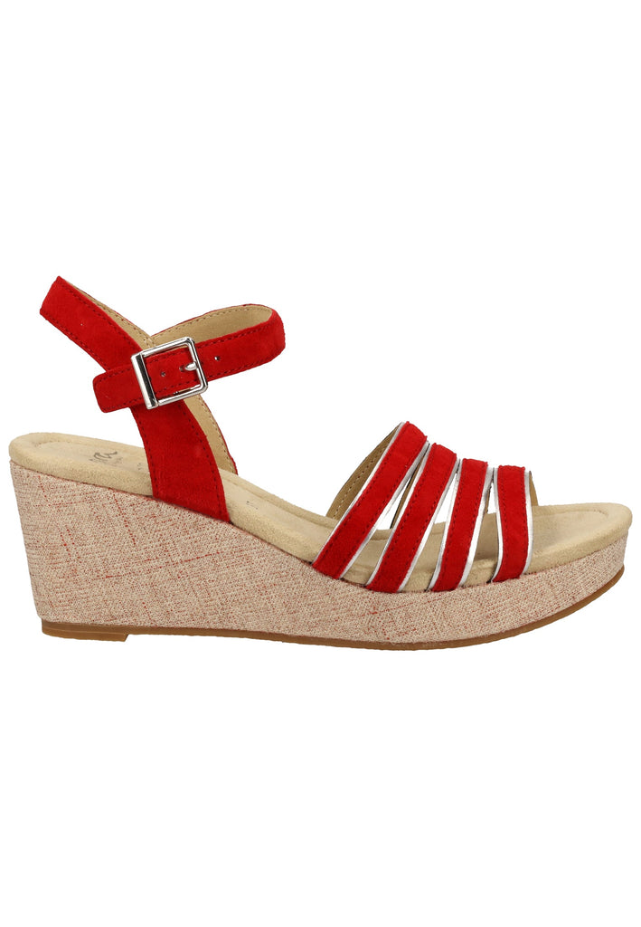 ara Sandalen Veloursleder Rot/Silber