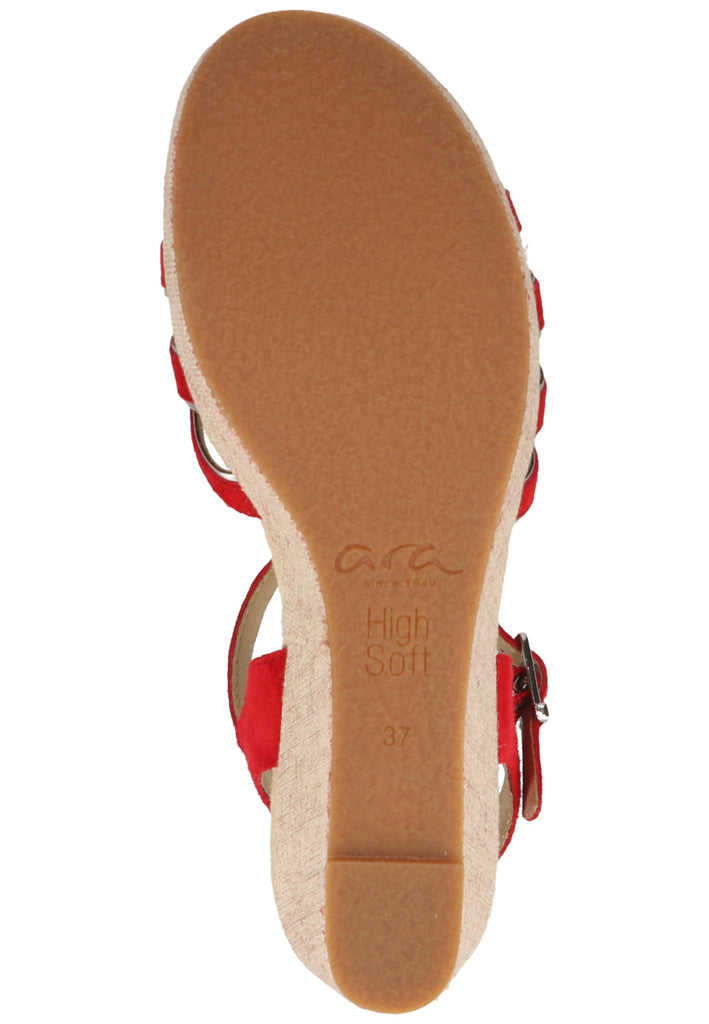 ara Sandalen Veloursleder Rot/Silber