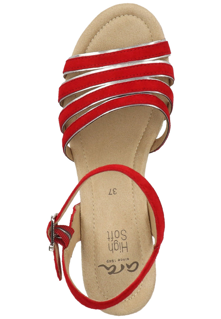 ara Sandalen Veloursleder Rot/Silber
