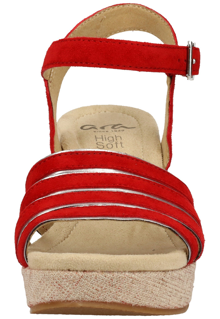 ara Sandalen Veloursleder Rot/Silber