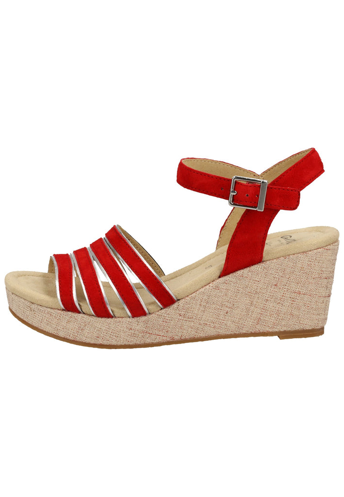 ara Sandalen Veloursleder Rot/Silber