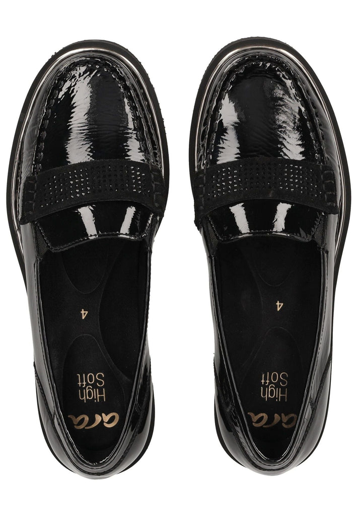 ara Slipper Leder Schwarz Lack
