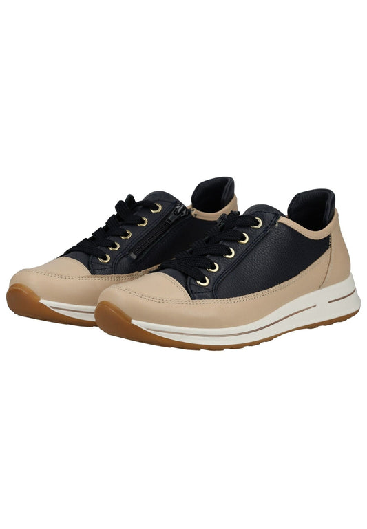 ara Sneaker Glattleder Beige/Blau