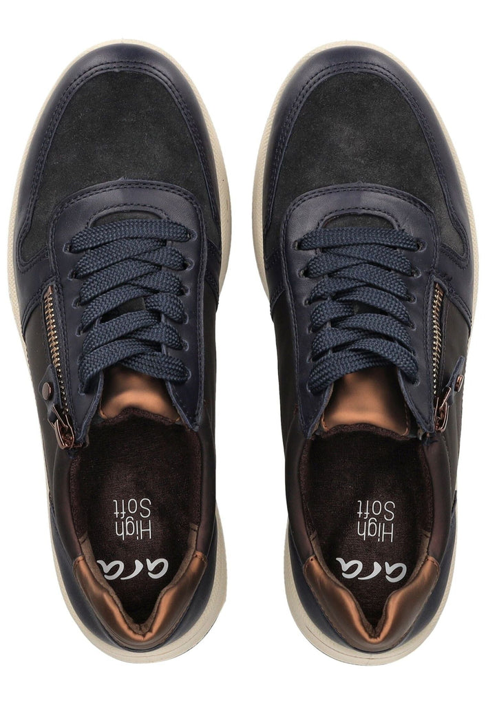 ara Sneaker Glattleder Blau/Braun