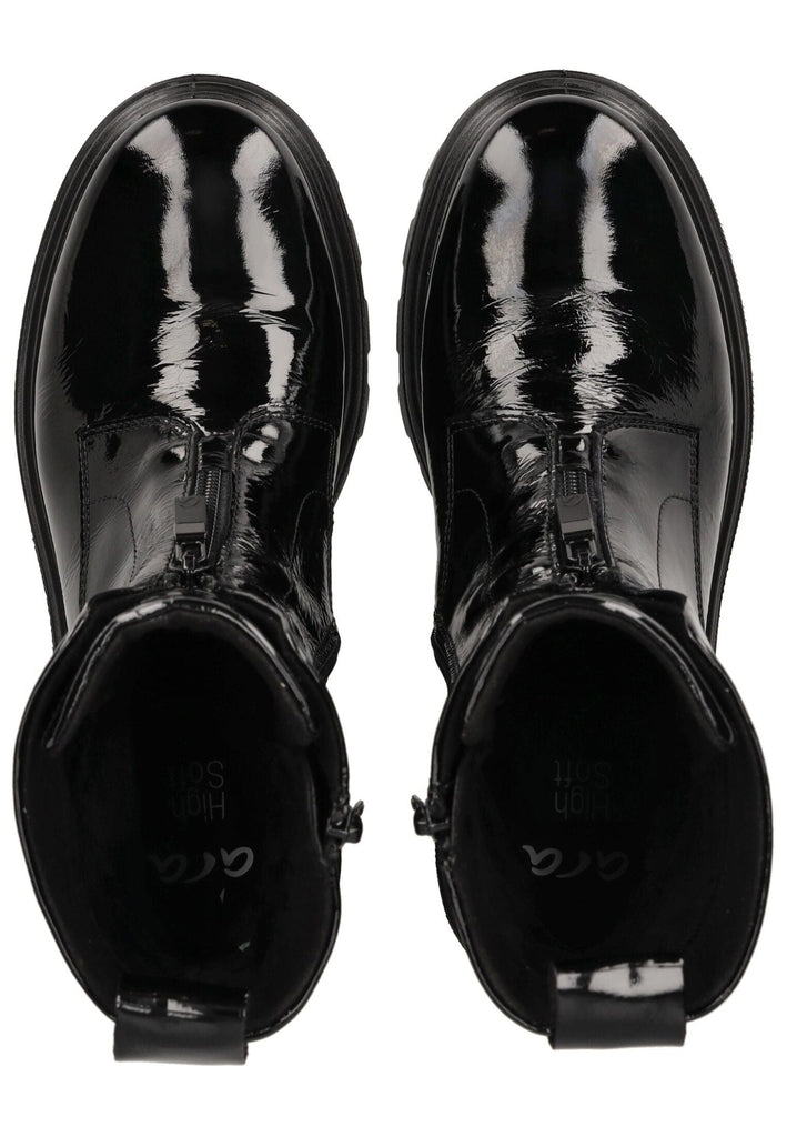 ara Stiefelette Leder Schwarz Lack