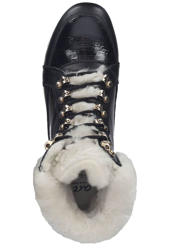 ara Stiefelette Leder Schwarz Lack Warmfutter