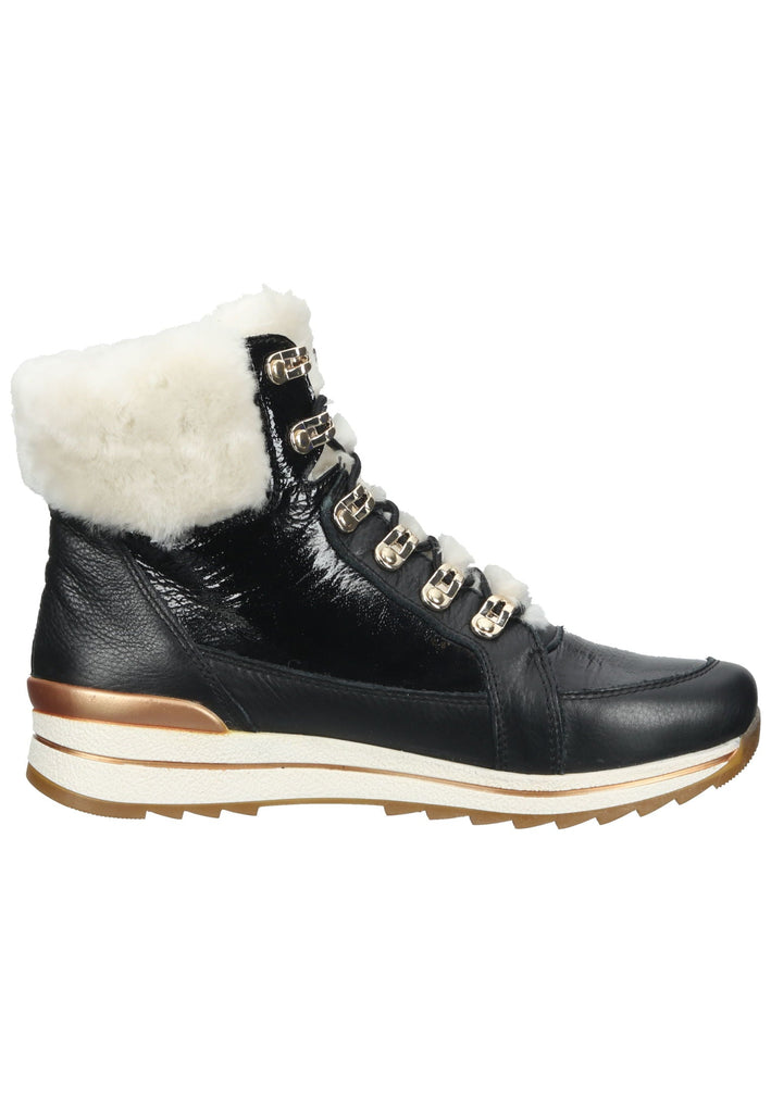 ara Stiefelette Leder Schwarz Lack Warmfutter