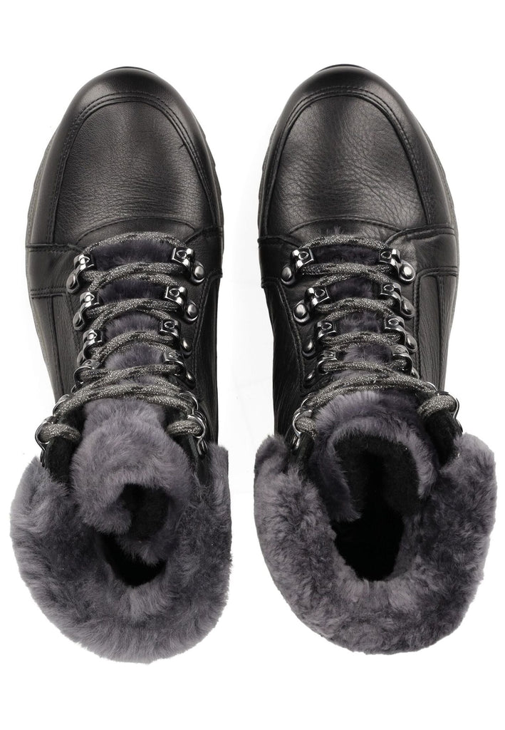 ara Stiefelette Leder/Textil Schwarz/Grau Warmfutter