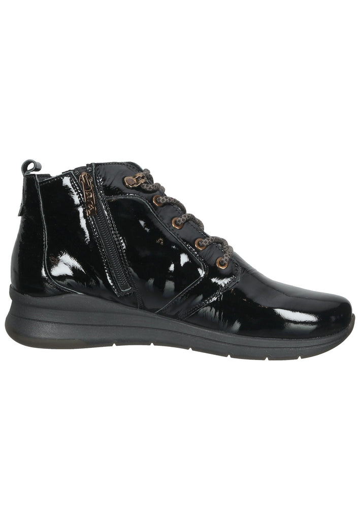 ara Stiefelette Lederimitat Schwarz Lack Warmfutter